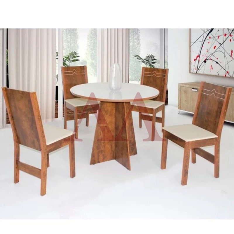 CJ MESA 4C SAO CARLOS ELANE REDONDA 90x90 BRONZE / OFF WHITE