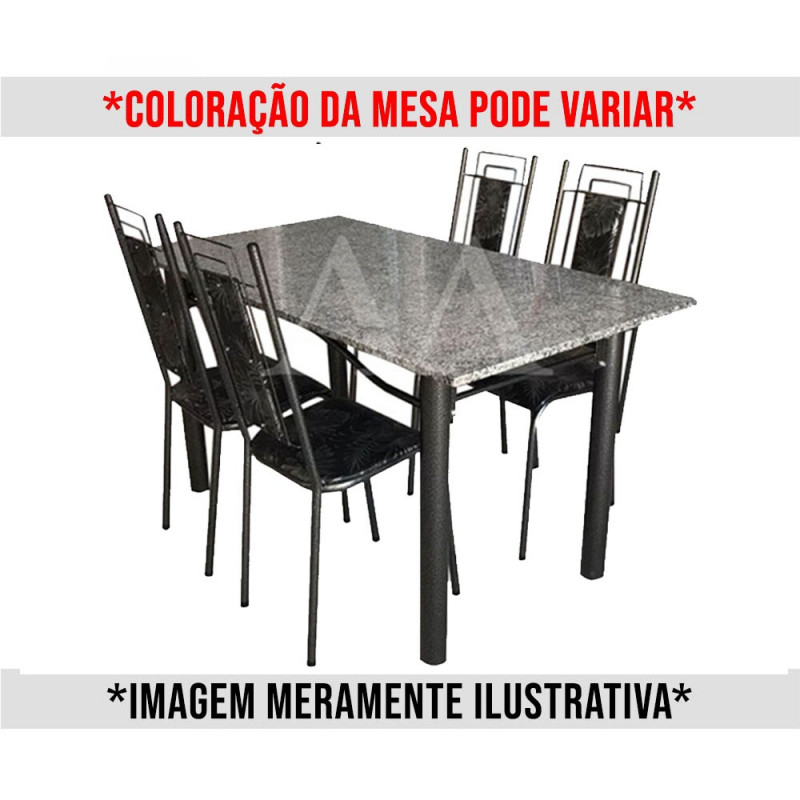 CJ MESA 4C SERRA TUBOS BELGICA NEW GRANITO 115X75 PRIMAVERA PRETO/PRATA PRETO MARTELADO