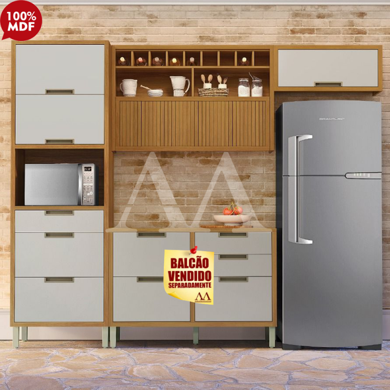 COZINHA NESHER IMPERATRIZ COMPACTA FREIJO/OFF WHITE 500784